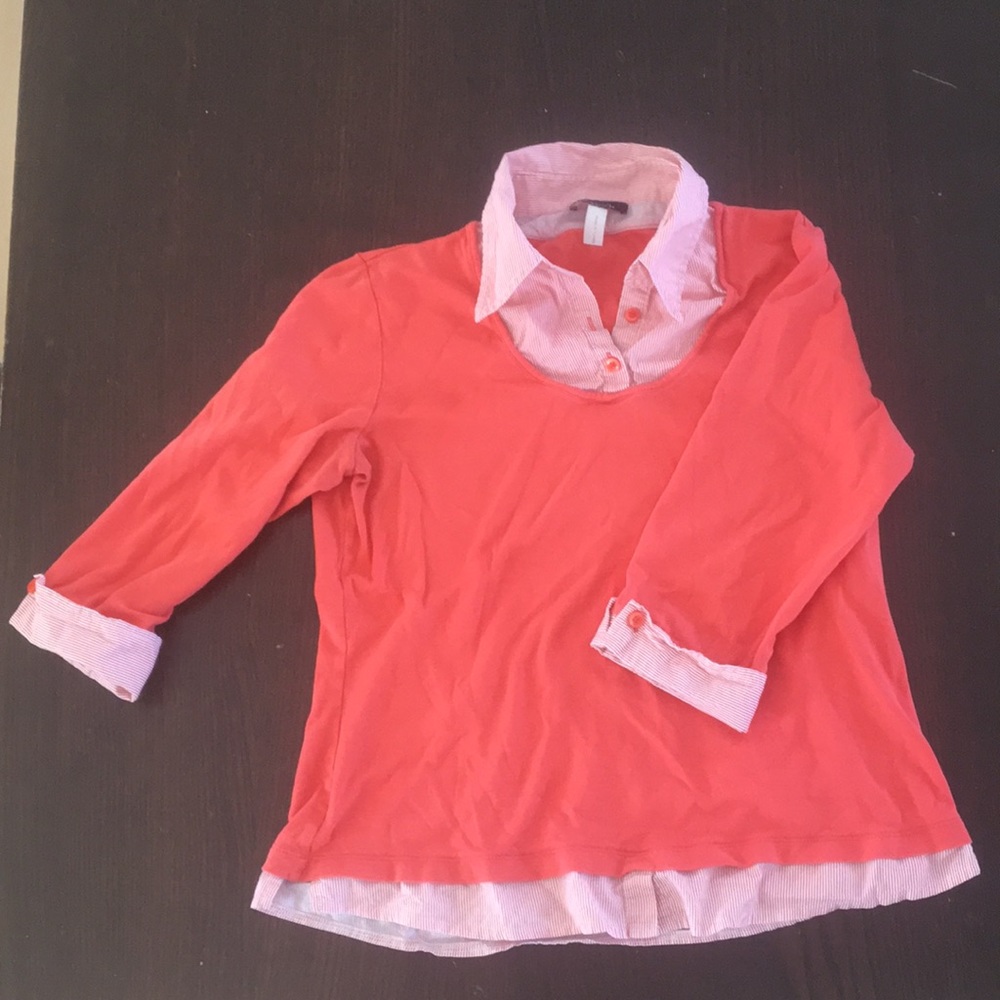 Coral colored 3/4 sleeve top